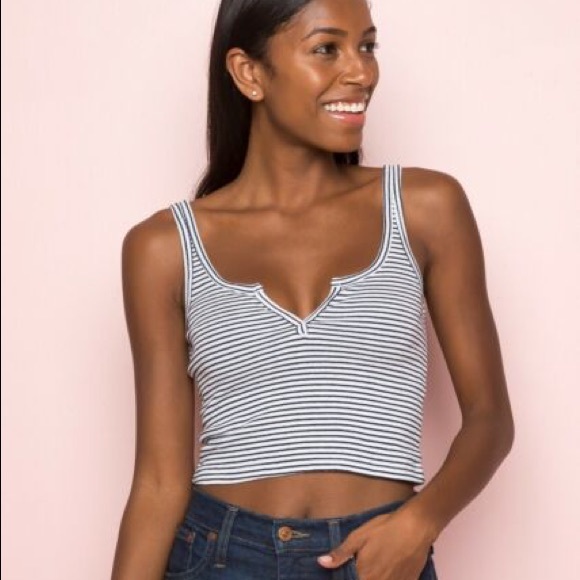 Brandy Melville blue & white striped Gigi crop top - Picture 1 of 4